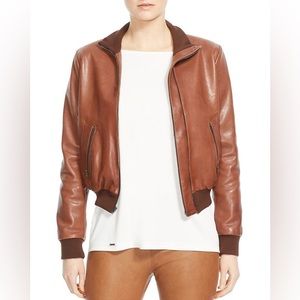 Halston Heritage leather bomber, cognac, size S